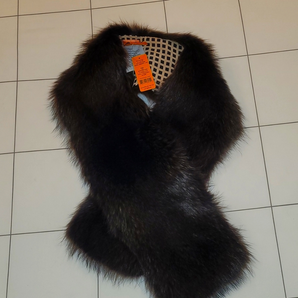 Tory Burch plated fur pull through scarf